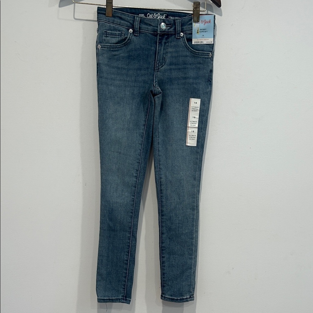 Cat & Jack Blue Denim Ultimate Stretch Skinny Jeans adjustable waist size 10 new